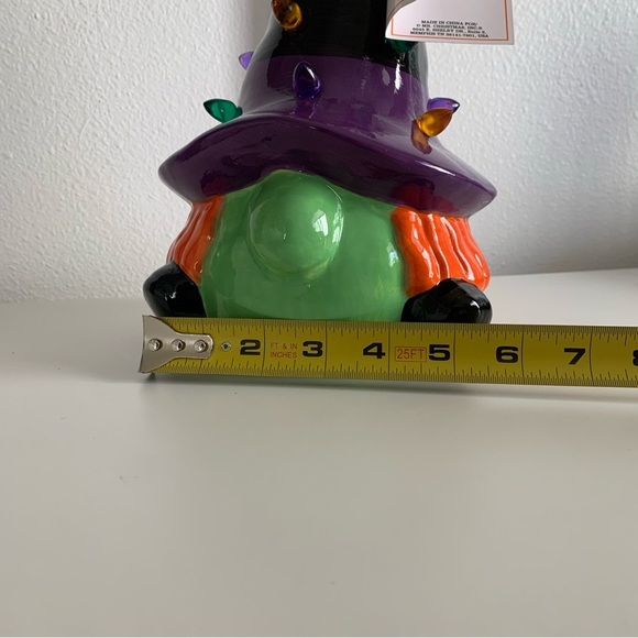 Mr. Halloween Light Up Witch Ceramic Gnome Tree Spooky Boo Scary Decor Green - Picture 12 of 12